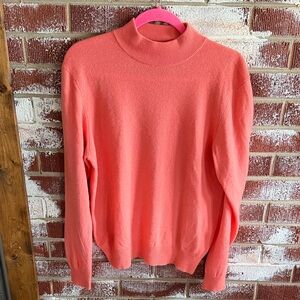 VTG Charter Club 2-Ply Cashmere Coral Mock-neck Sweater W Sz L Minimalist Luxury